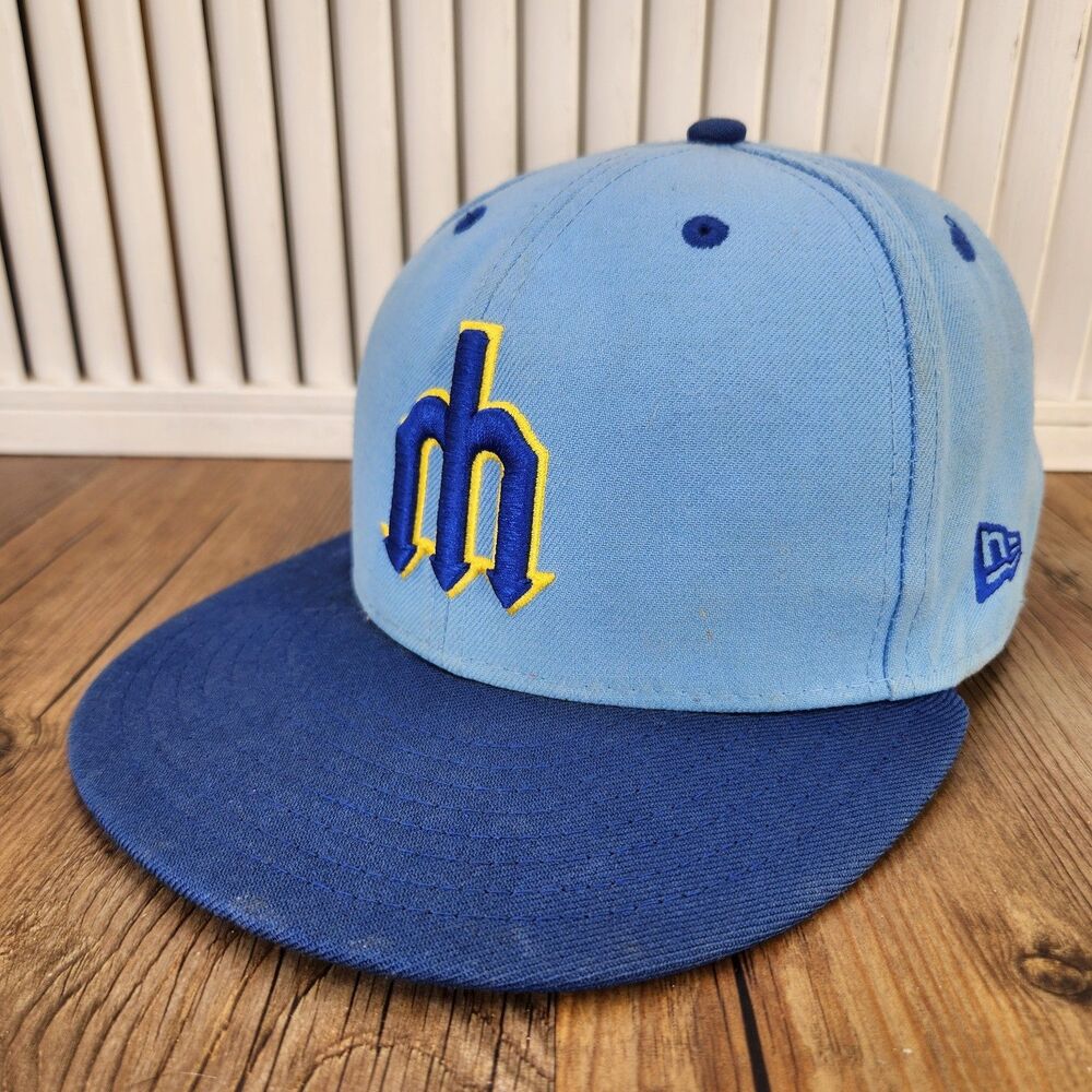 Seattle Mariners New Era 59fifty Trident Baseball Cap Blue MLB Cooperstown 7 1/8